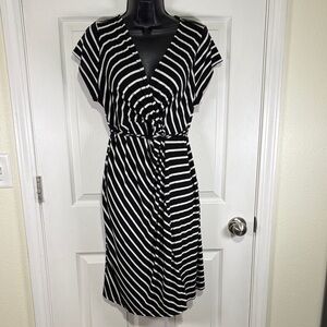 Motherhood Maternity Black and White Striped Dress Sz XL